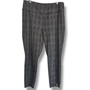 Nine West Pants Size XXL Black White Plaid Pull On Elastic Waist Leggings